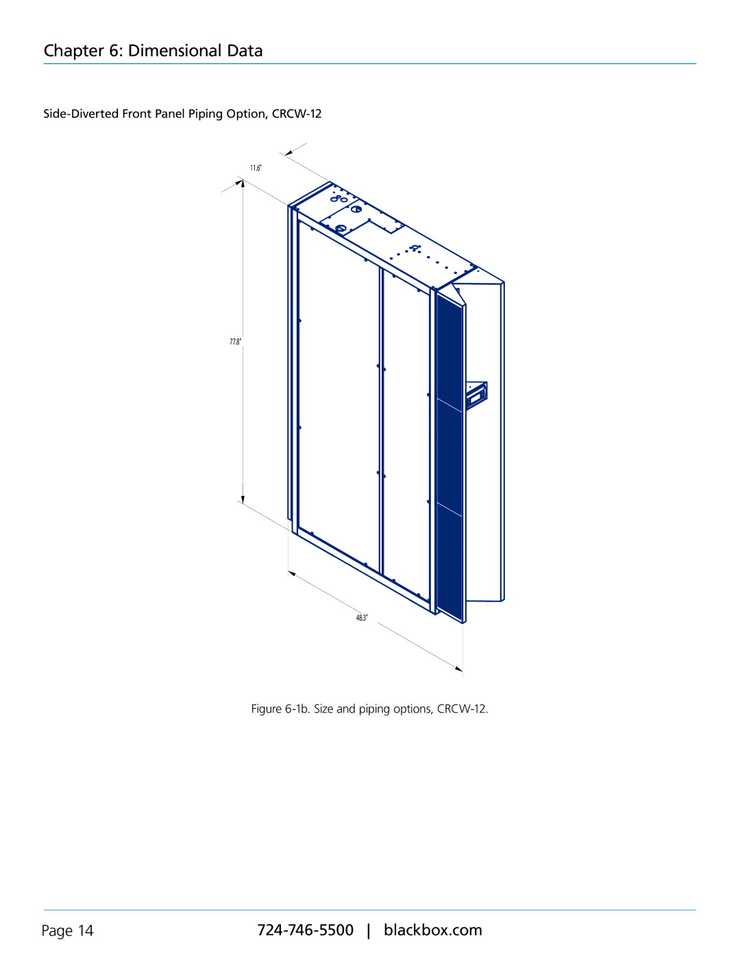 Black Box cold row chilled water(CW) engineering manual, crcw-12, crcw24 Side-Diverted Front Panel Piping Option, CRCW-12 