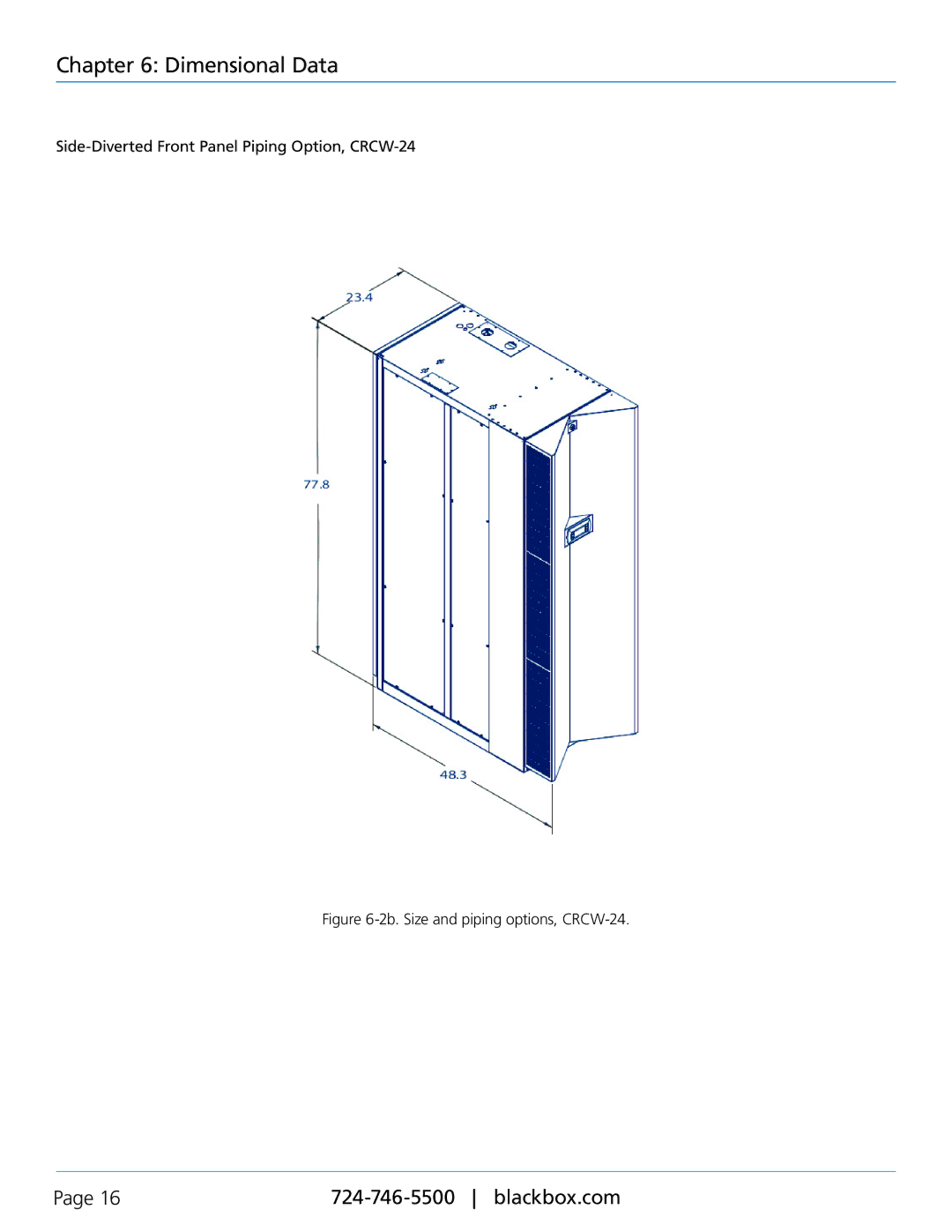 Black Box crcw24, crcw-12 manual Side-Diverted Front Panel Piping Option, CRCW-24, 2b. Size and piping options, CRCW-24 