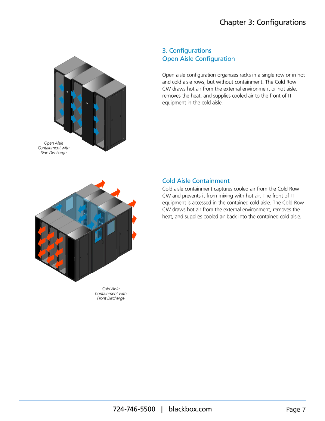 Black Box crcw24, crcw-12 manual Configurations Open Aisle Configuration, Cold Aisle Containment 