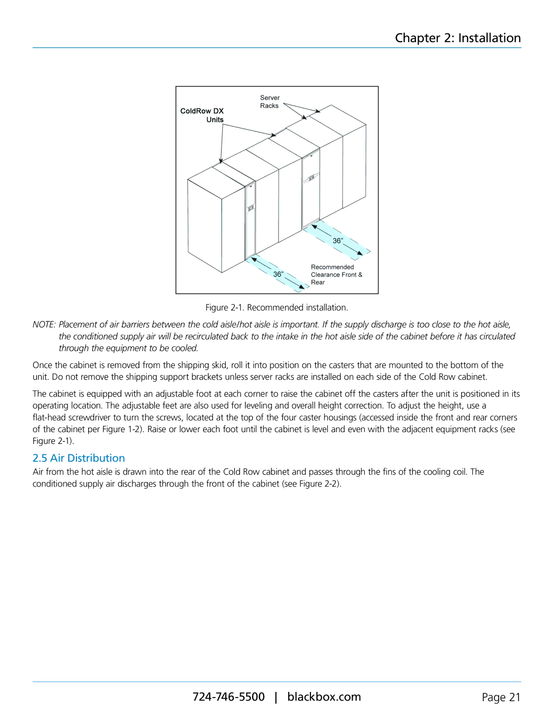 Black Box CRDX-W-FS-12KW, CRDX-A-FS-24KW, CRDX-G-FS-24KW, CRDX-W-FS-24KW Air Distribution, Recommended installation 