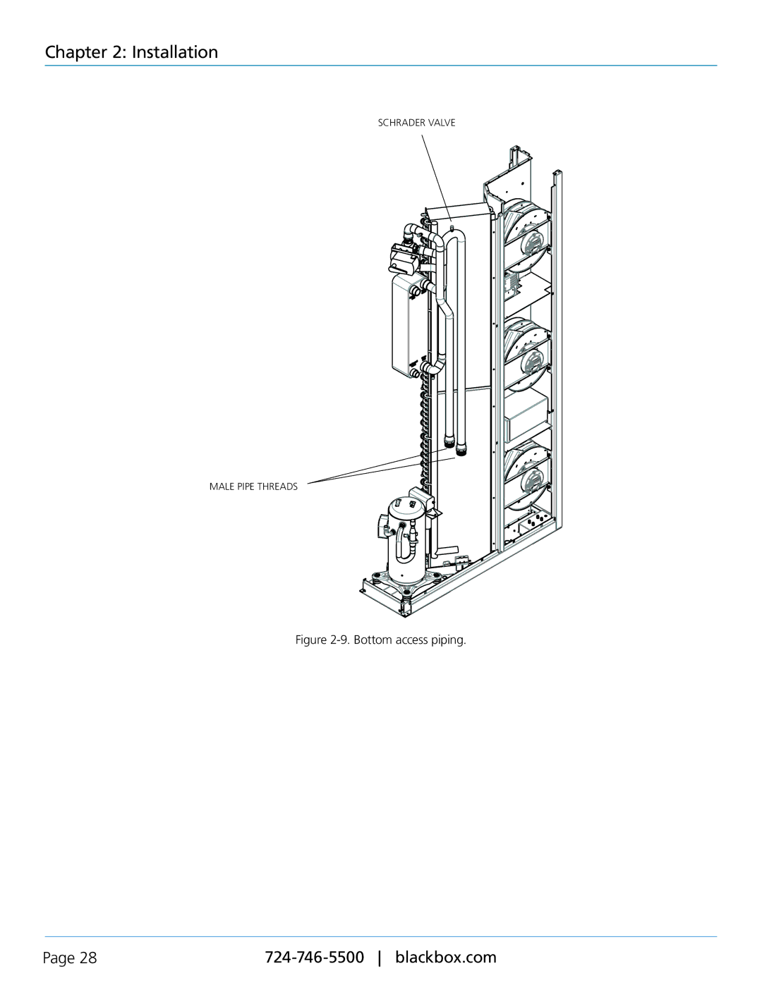 Black Box CRDX-W-FS-12KW, CRDX-A-FS-24KW, CRDX-G-FS-24KW, CRDX-W-FS-24KW, CRDX-G-FS-12KW, CRDX-A-FS-12KW Bottom access piping 