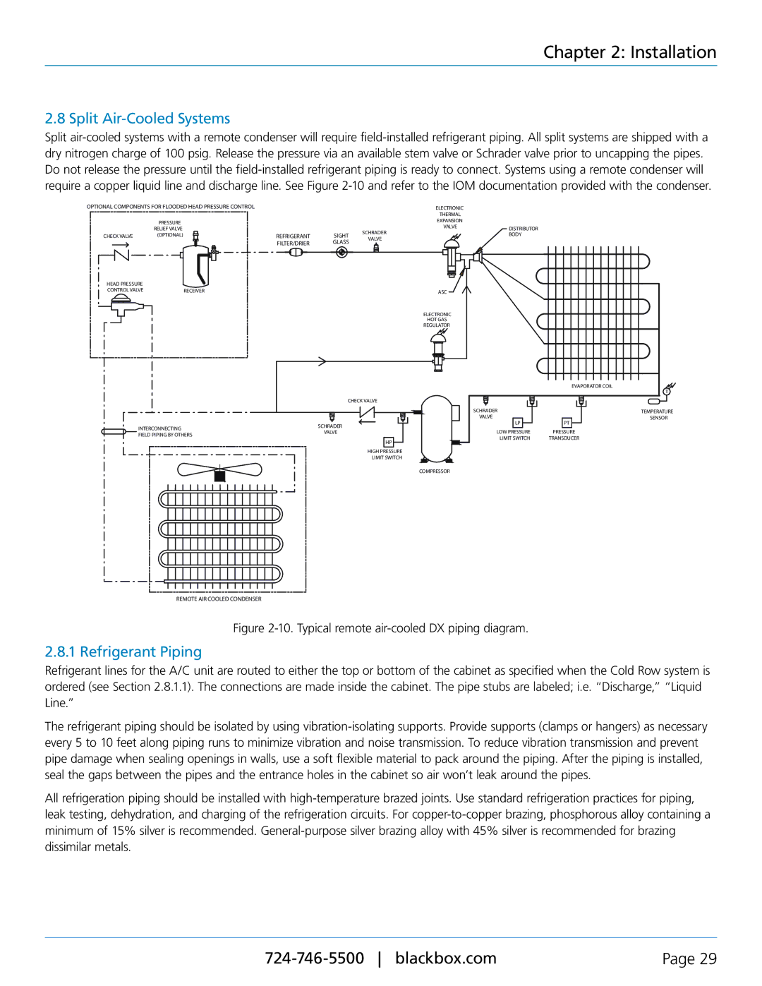 Black Box CRDX-A-FS-24KW, CRDX-W-FS-12KW, CRDX-G-FS-24KW, CRDX-W-FS-24KW Split Air-Cooled Systems, Refrigerant Piping 