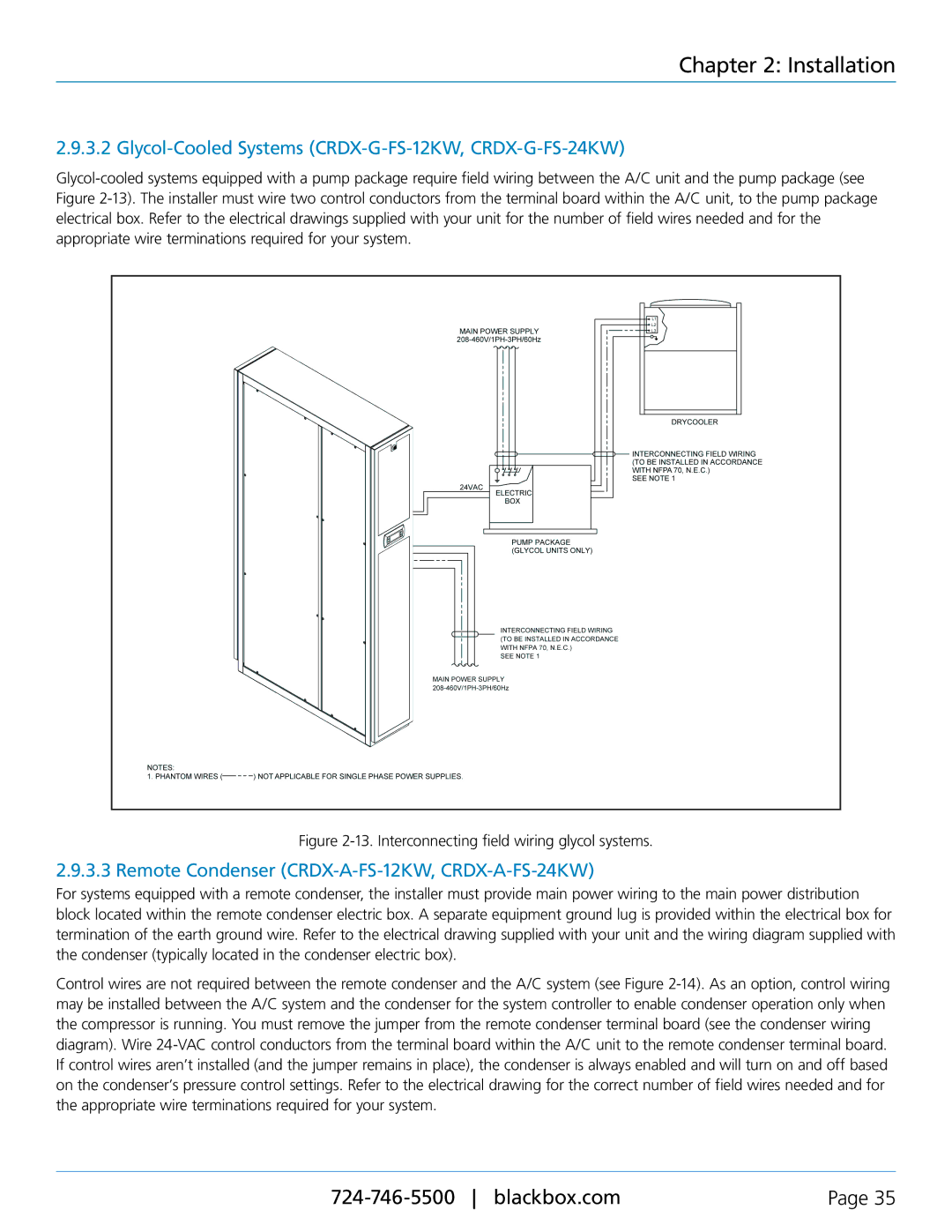 Black Box CRDX-W-FS-12KW, CRDX-A-FS-24KW, CRDX-W-FS-24KW user manual Glycol-Cooled Systems CRDX-G-FS-12KW, CRDX-G-FS-24KW 