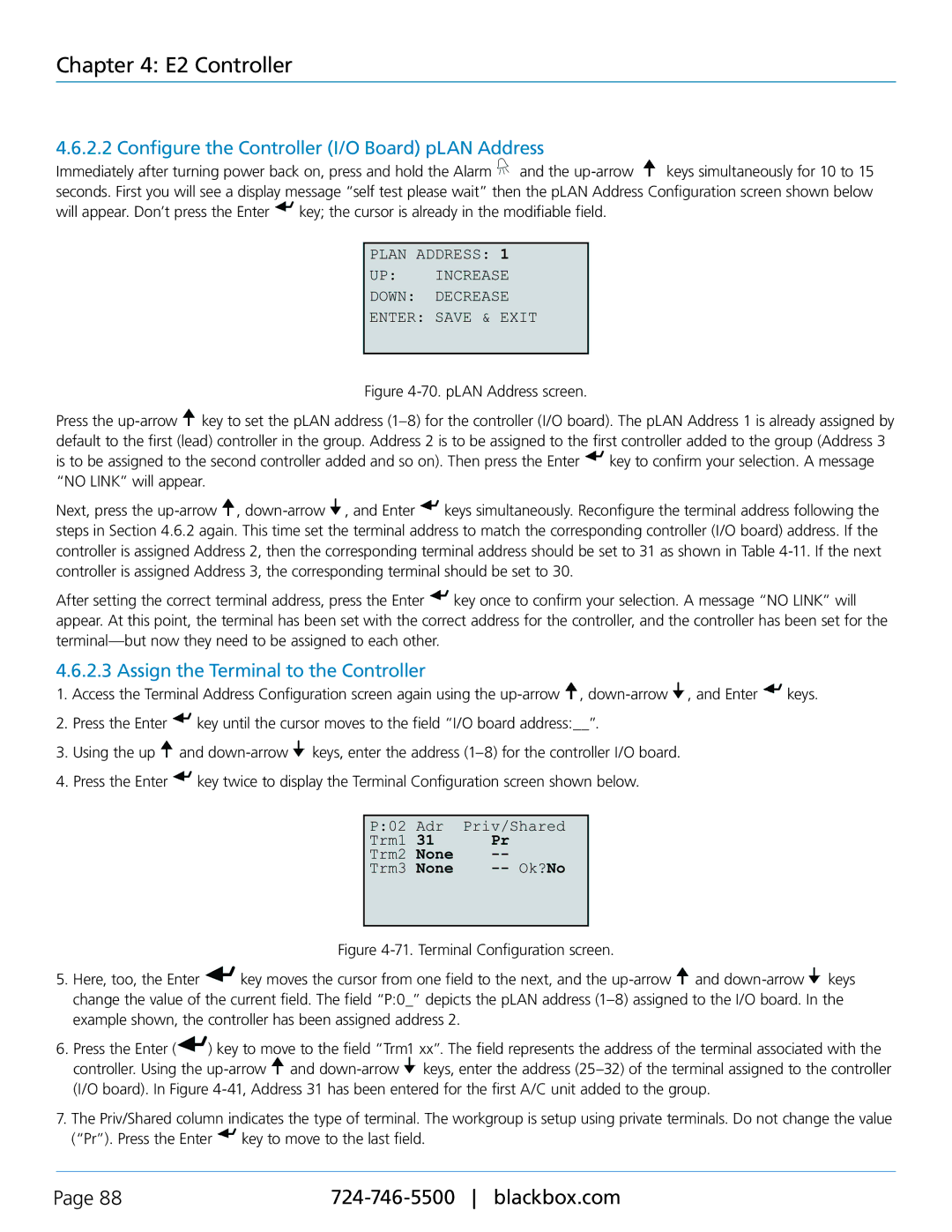 Black Box CRDX-G-FS-12KW user manual Configure the Controller I/O Board pLAN Address, Assign the Terminal to the Controller 