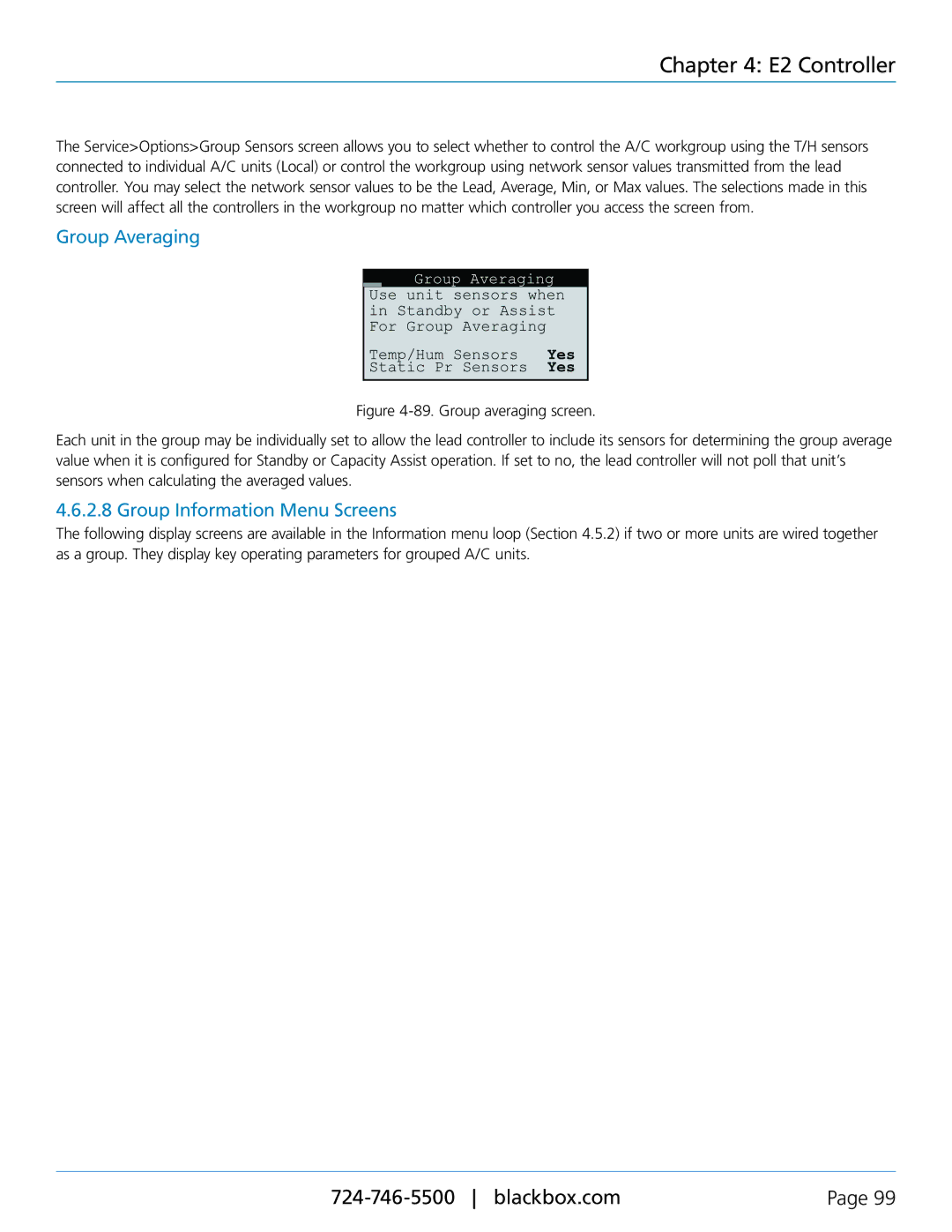 Black Box CRDX-A-FS-24KW, CRDX-W-FS-12KW, CRDX-G-FS-24KW, CRDX-W-FS-24KW Group Averaging, Group Information Menu Screens 