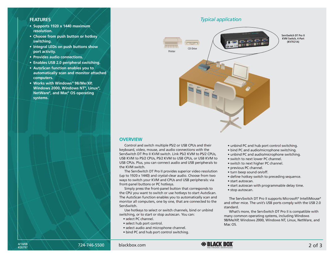 Black Box DT Pro II manual Features, Overview 