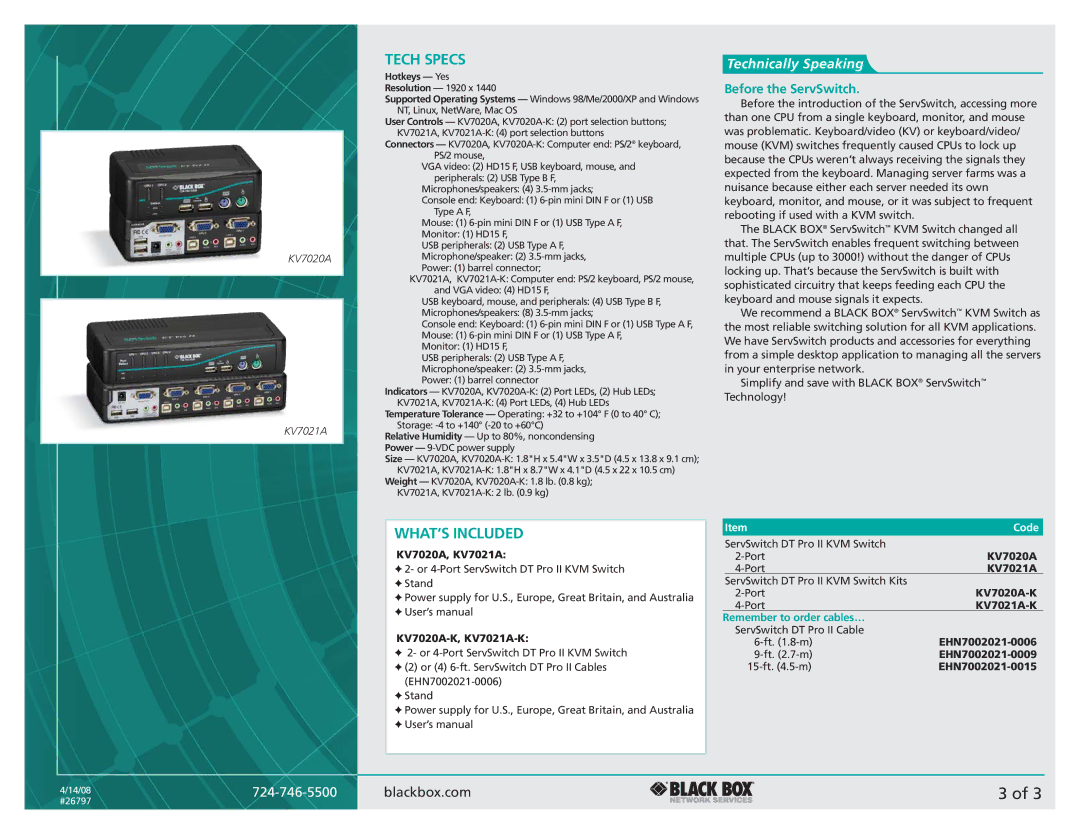 Black Box DT Pro II manual Tech Specs, WHAT‘S Included 