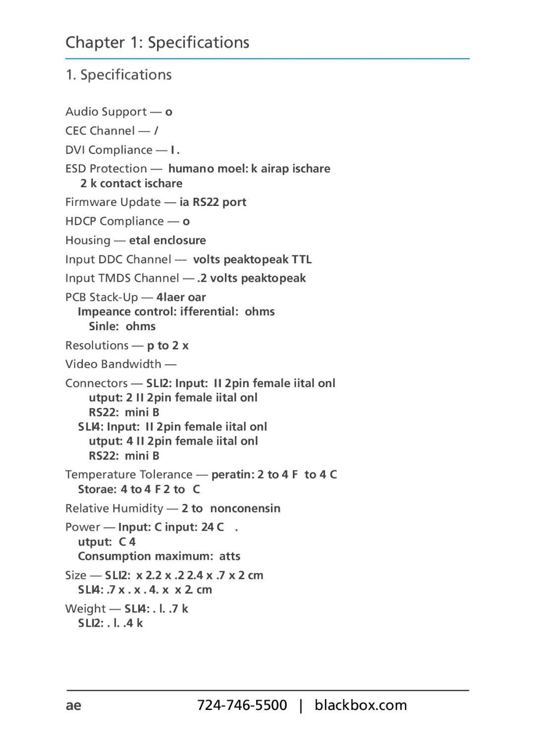 Black Box VSP-DLDVI1X2, Dual Link DVI Splitters, VSP-DLDVI1X4 manual Specifications 