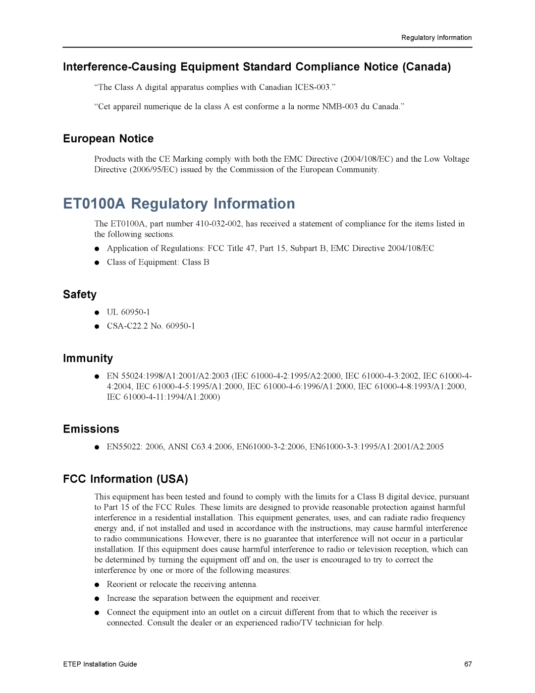 Black Box EncrypTight Enforcement Point (ETEP) Installation Guide manual ET0100A Regulatory Information, European Notice 