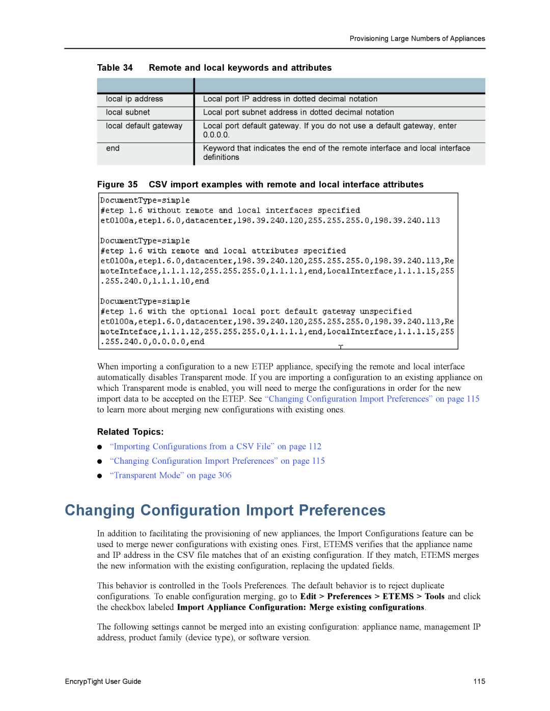 Black Box EncrypTight, ET1000A, ET0010A, ET0100A manual Changing Configuration Import Preferences 