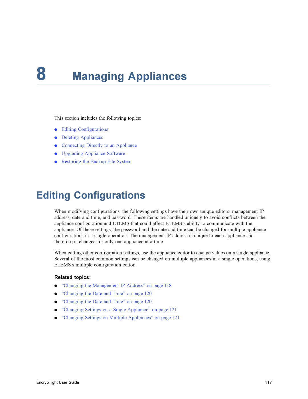 Black Box ET1000A, ET0010A, EncrypTight, ET0100A manual Managing Appliances, Editing Configurations 