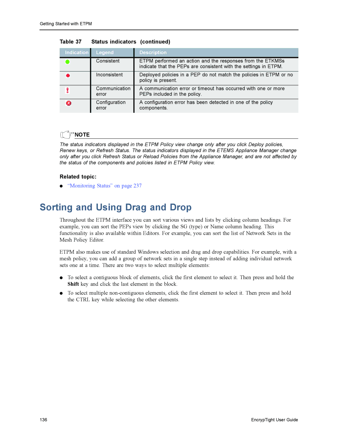 Black Box ET0100A, ET1000A, ET0010A, EncrypTight manual Sorting and Using Drag and Drop, Related topic 