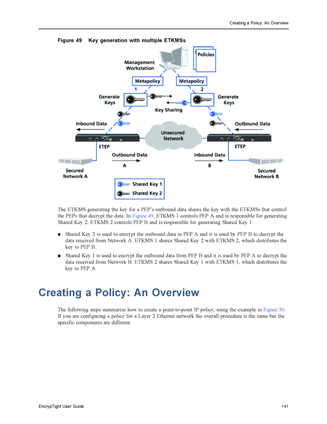 Black Box ET1000A, ET0010A, EncrypTight, ET0100A manual Creating a Policy An Overview, Key generation with multiple ETKMSs 