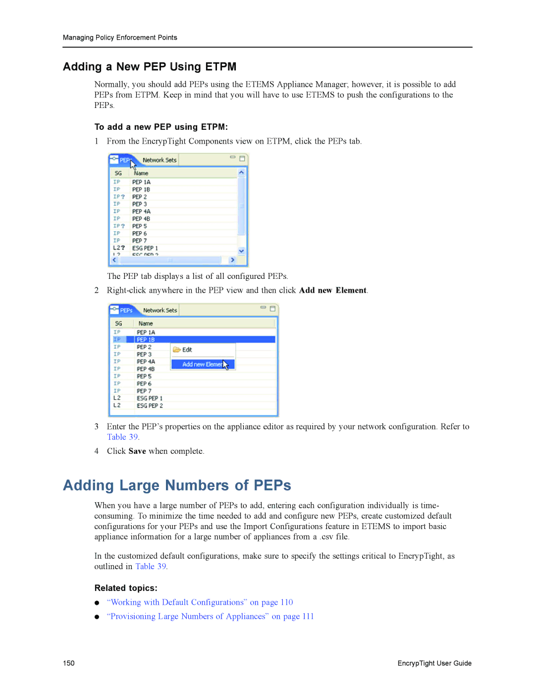 Black Box ET0010A, ET1000A, ET0100A Adding Large Numbers of PEPs, Adding a New PEP Using Etpm, To add a new PEP using Etpm 