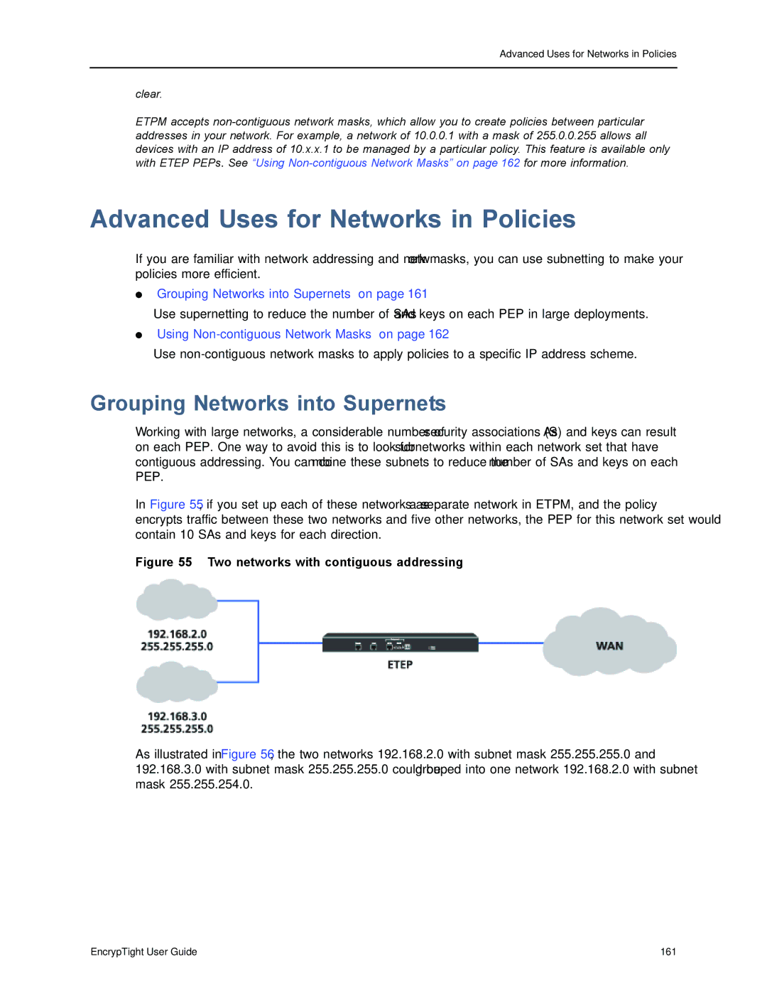 Black Box ET1000A, ET0010A, EncrypTight, ET0100A Advanced Uses for Networks in Policies, Grouping Networks into Supernets 