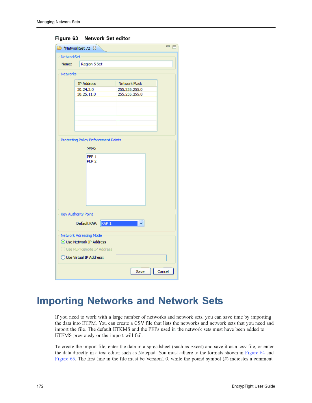 Black Box ET0100A, ET1000A, ET0010A, EncrypTight manual Importing Networks and Network Sets, Network Set editor 