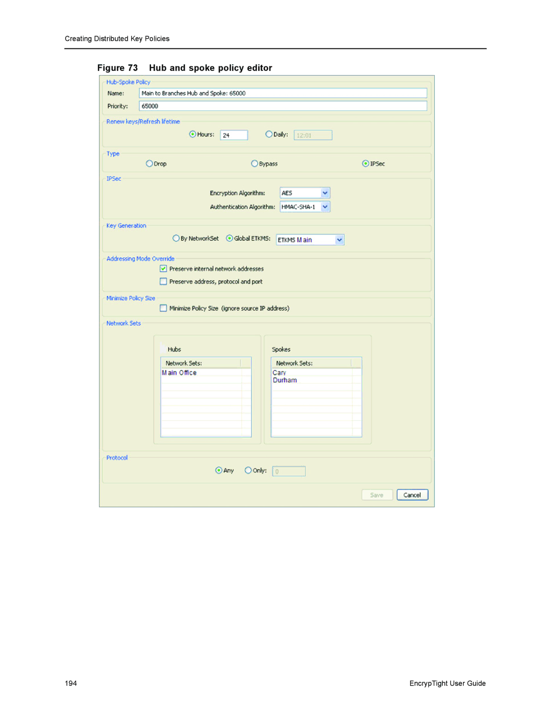 Black Box ET0010A, ET1000A, EncrypTight, ET0100A manual Hub and spoke policy editor 