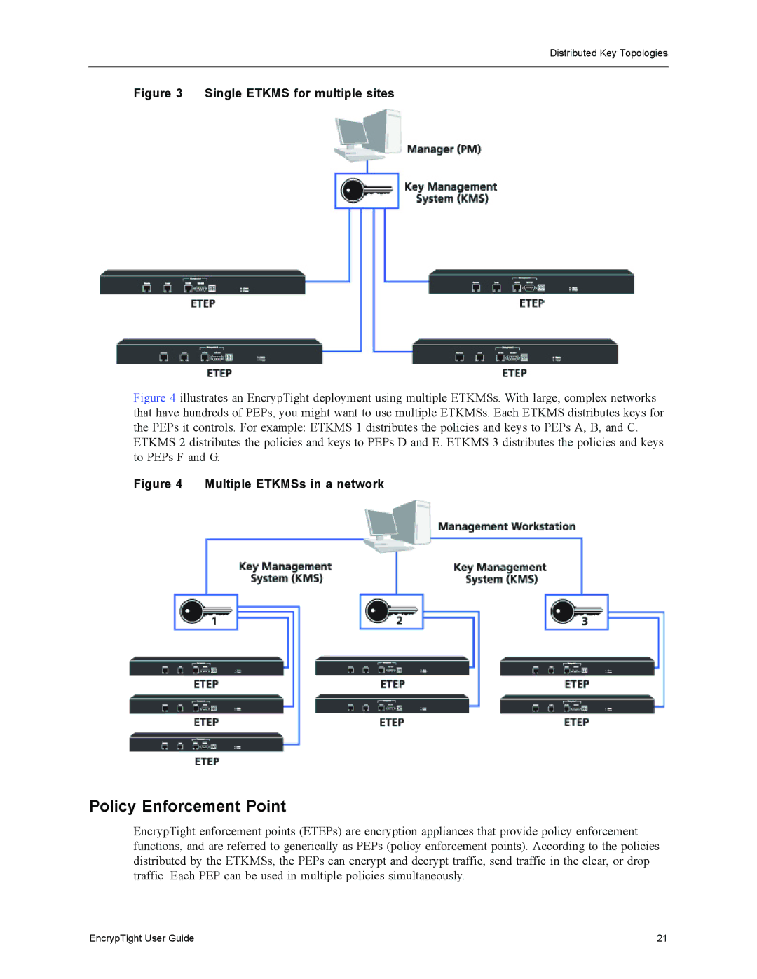 Black Box ET1000A, ET0010A, EncrypTight, ET0100A manual Policy Enforcement Point, Single Etkms for multiple sites 