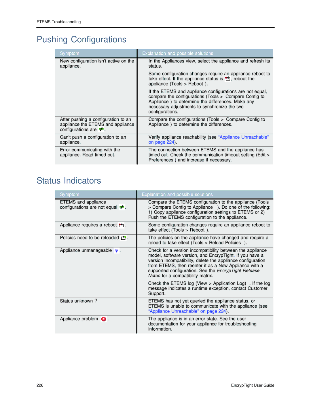 Black Box ET0010A Pushing Configurations, Appliance Tools Reboot, Compare Config to Appliance . Do one of the following 