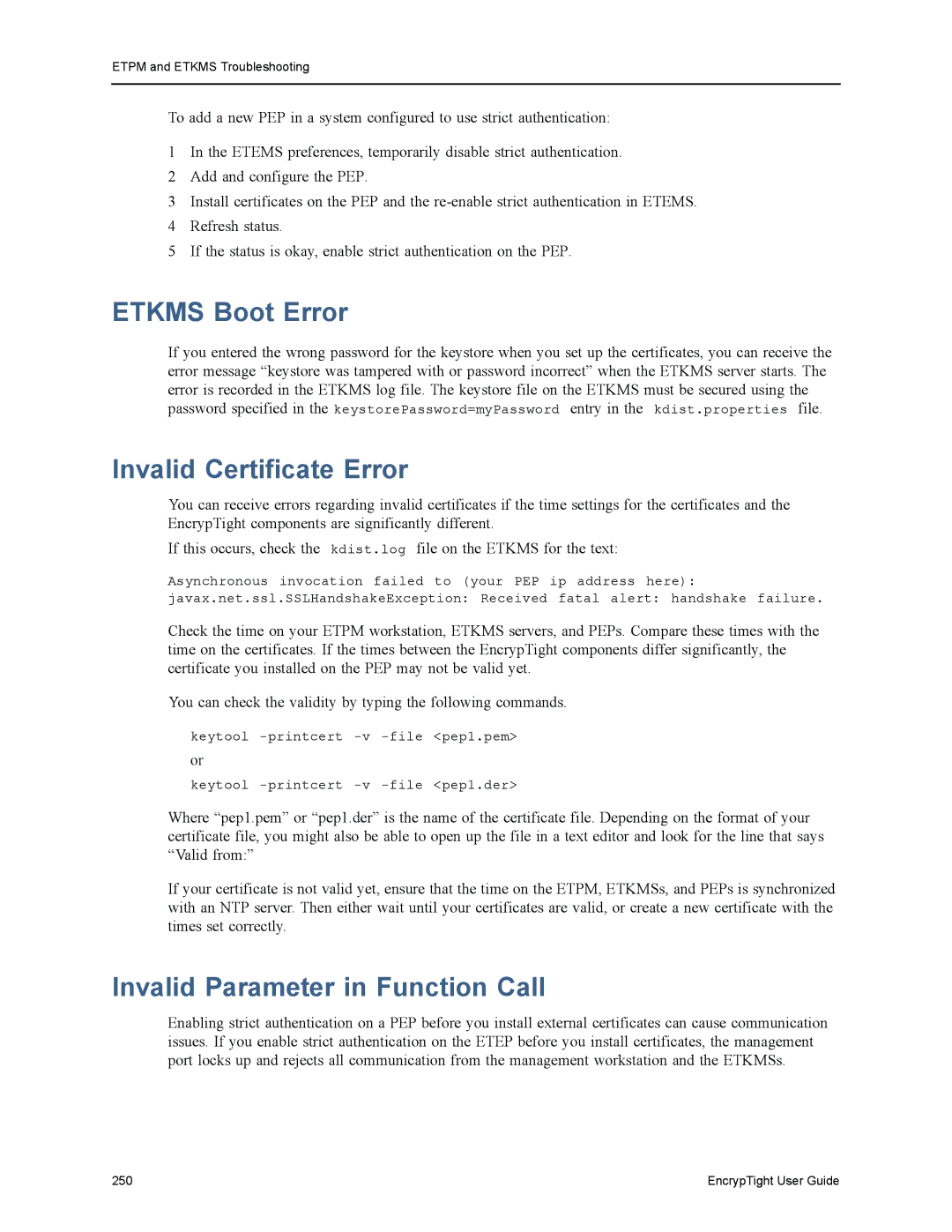 Black Box ET0010A, ET1000A, EncrypTight Etkms Boot Error, Invalid Certificate Error, Invalid Parameter in Function Call 