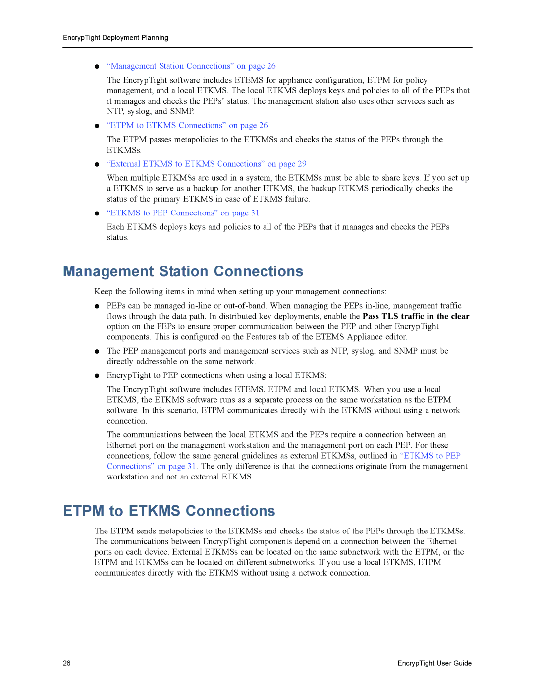 Black Box ET0010A, ET1000A, EncrypTight, ET0100A manual Management Station Connections, Etpm to Etkms Connections 