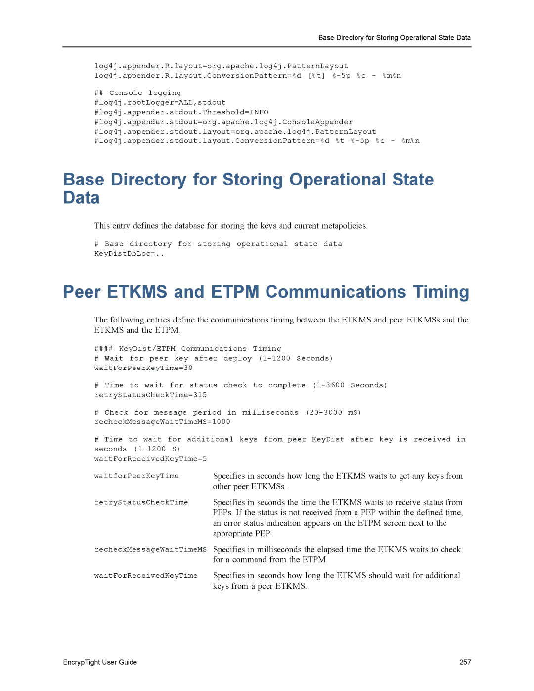 Black Box ET1000A, ET0010A Base Directory for Storing Operational State Data, Peer Etkms and Etpm Communications Timing 