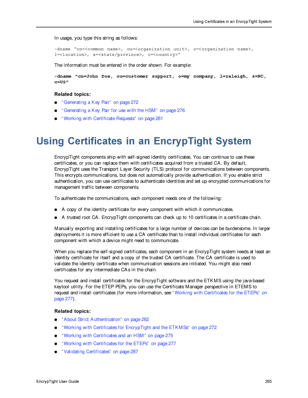 Black Box ET1000A, ET0010A, ET0100A Using Certificates in an EncrypTight System, Usage, you type this string as follows 