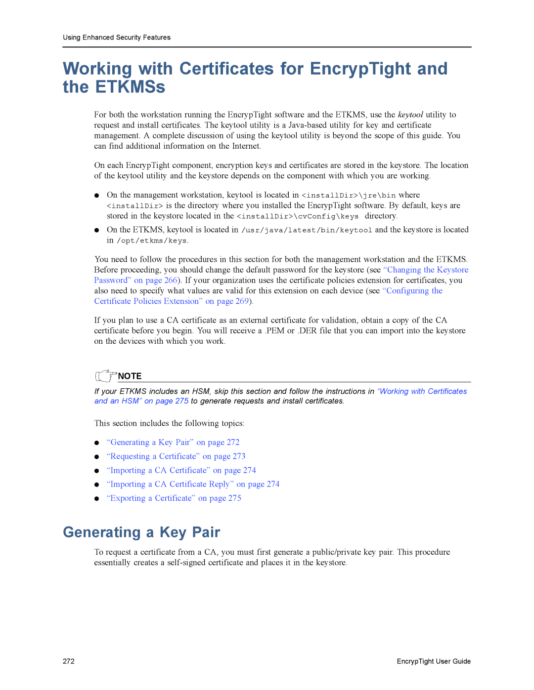 Black Box ET0100A, ET1000A, ET0010A manual Working with Certificates for EncrypTight and the ETKMSs, Generating a Key Pair 