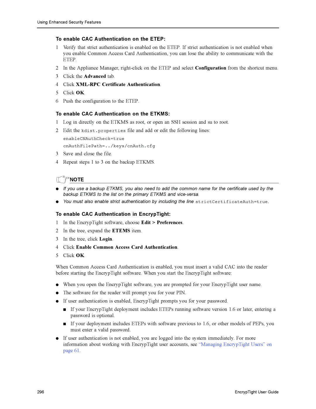 Black Box ET0100A, ET1000A, ET0010A manual To enable CAC Authentication on the Etep, Click XML-RPC Certificate Authentication 