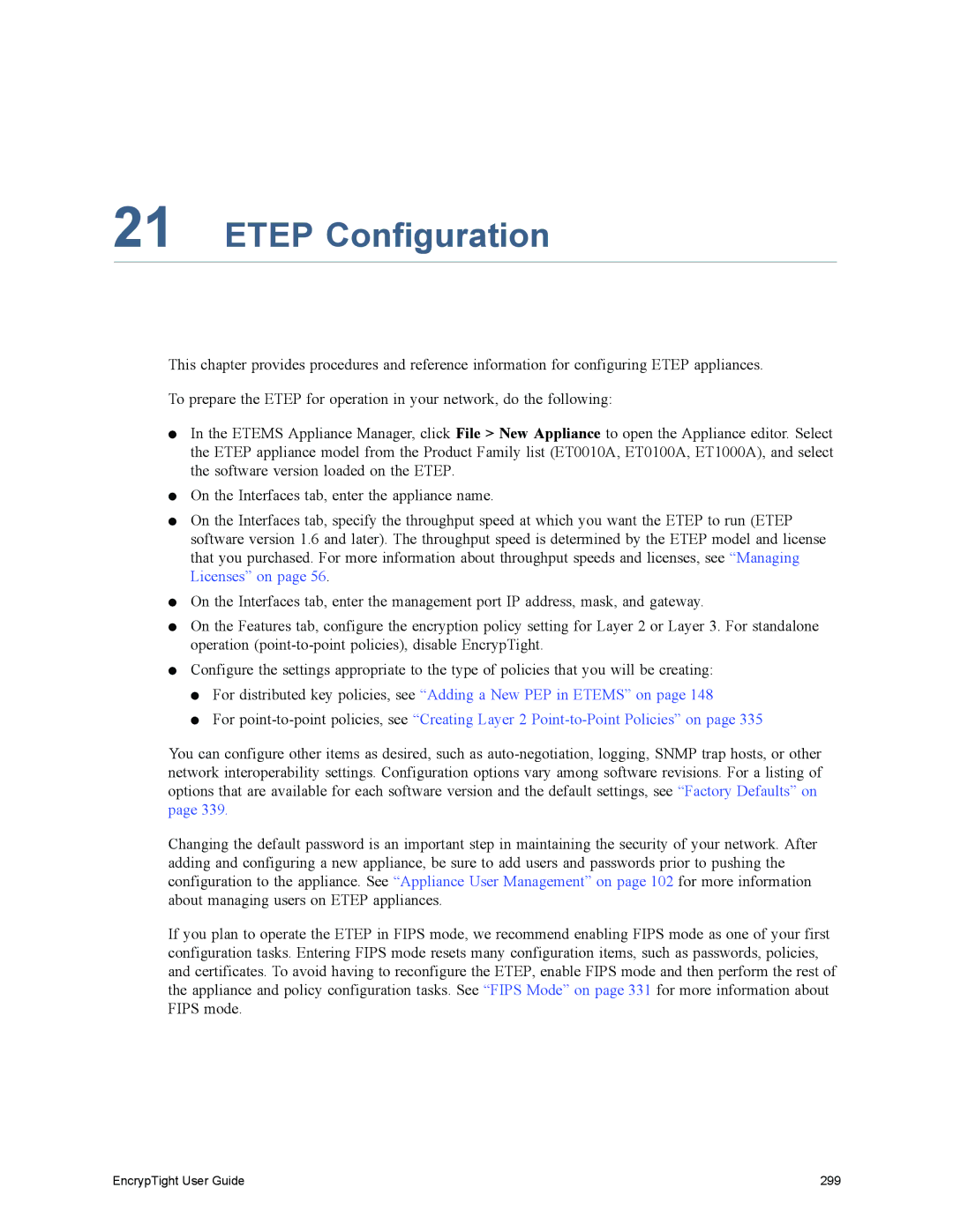 Black Box EncrypTight, ET1000A, ET0010A, ET0100A manual Etep Configuration 