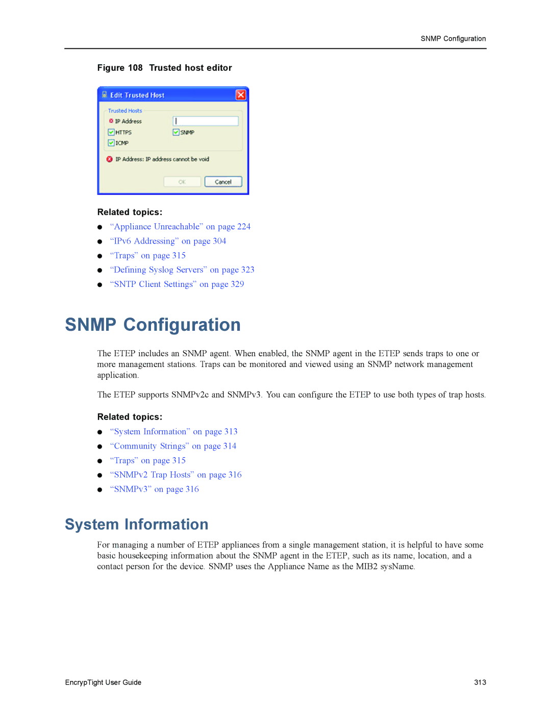 Black Box ET1000A, ET0010A, EncrypTight, ET0100A manual Snmp Configuration, System Information 