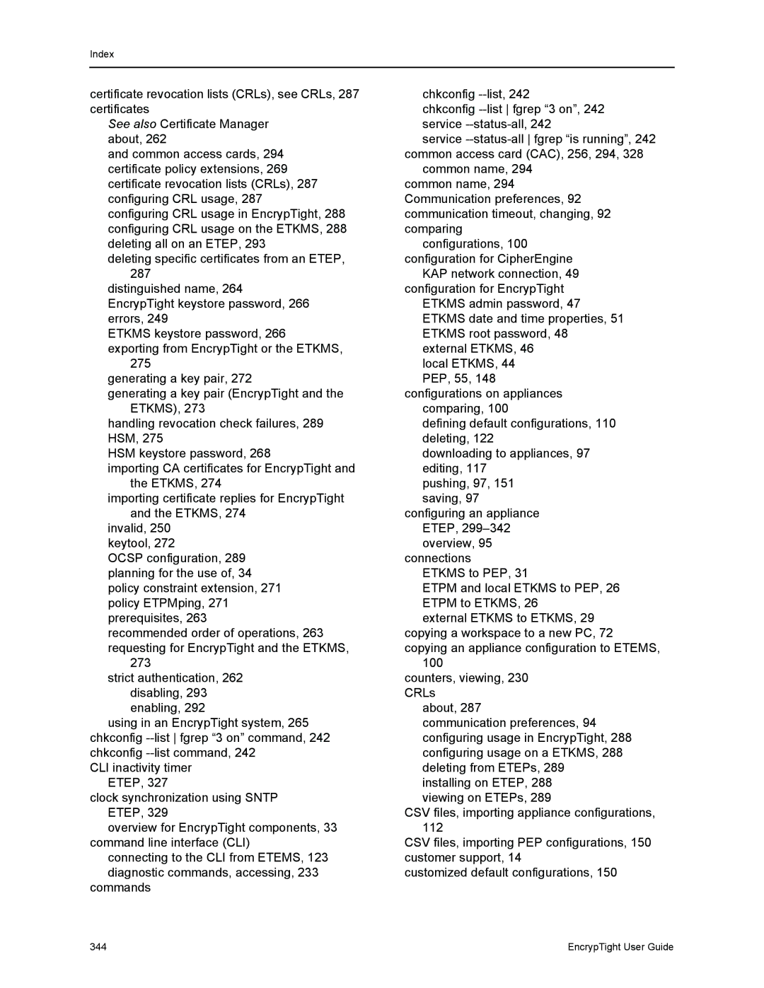 Black Box ET0100A, ET1000A, ET0010A, EncrypTight manual Index 