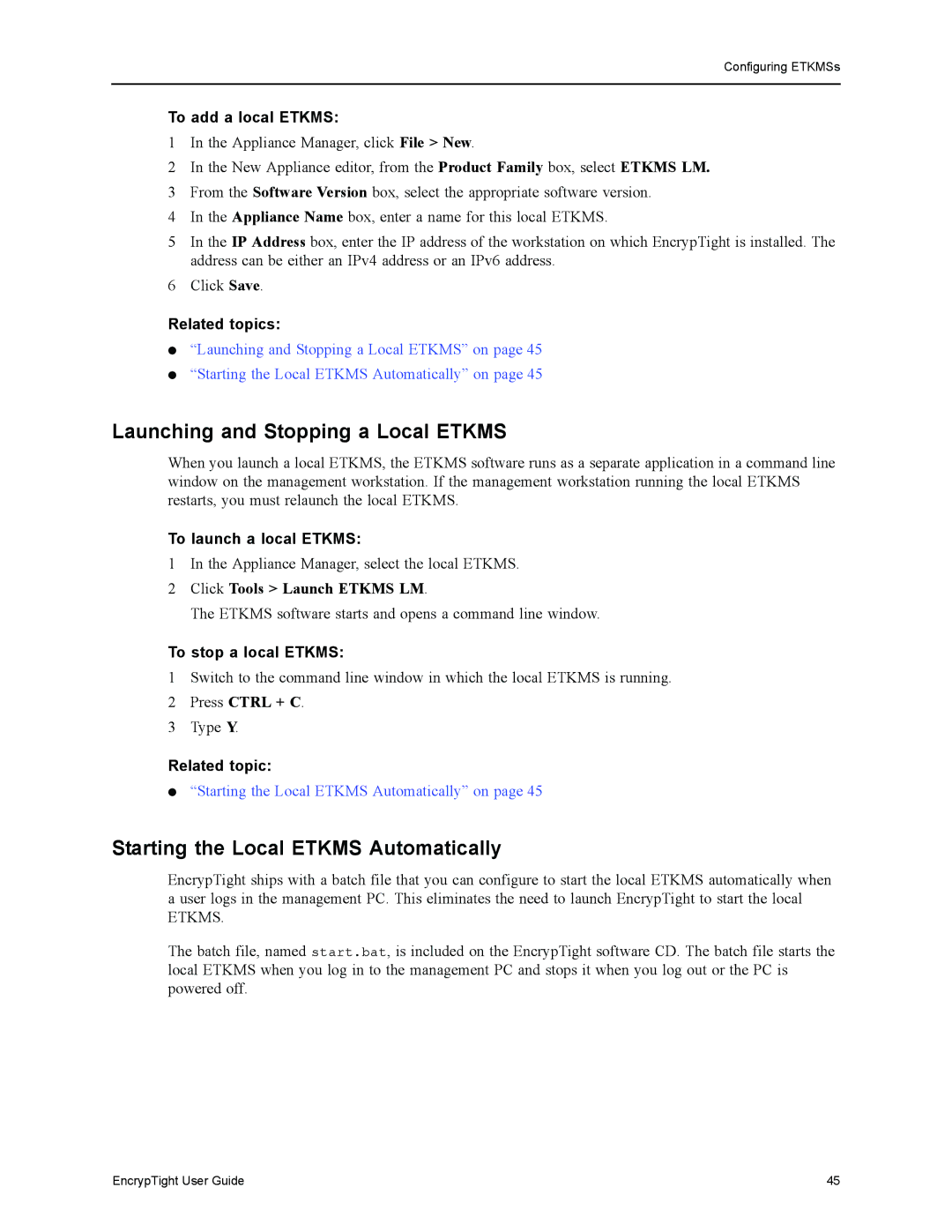 Black Box ET1000A manual Launching and Stopping a Local Etkms, Starting the Local Etkms Automatically, To add a local Etkms 