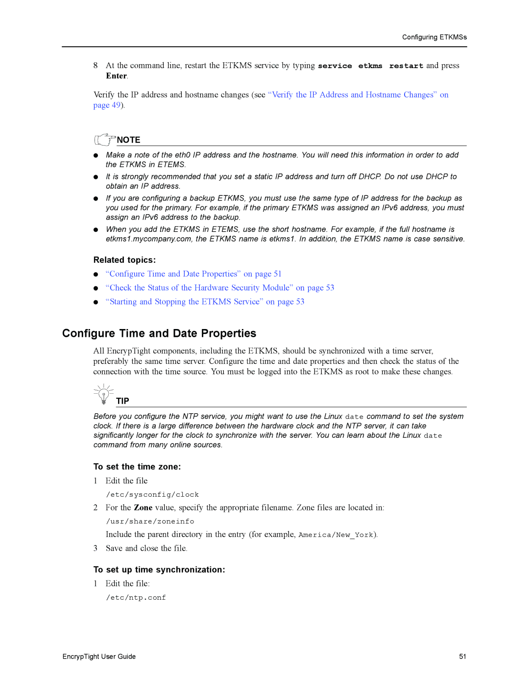 Black Box EncrypTight, ET1000A Configure Time and Date Properties, To set the time zone, To set up time synchronization 