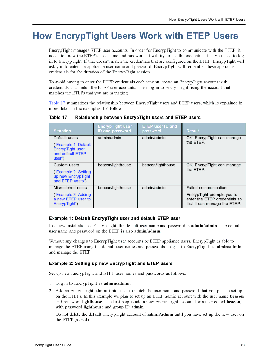 Black Box ET1000A How EncrypTight Users Work with Etep Users, Relationship between EncrypTight users and Etep users 