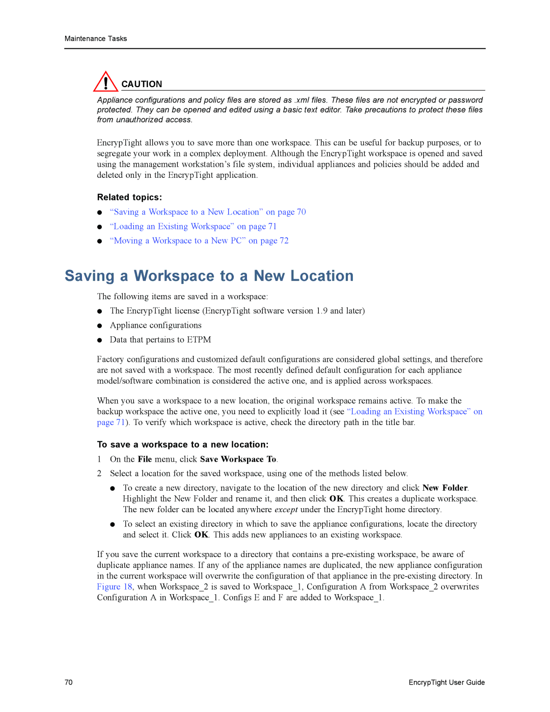 Black Box ET0010A, ET1000A, EncrypTight, ET0100A Saving a Workspace to a New Location, To save a workspace to a new location 