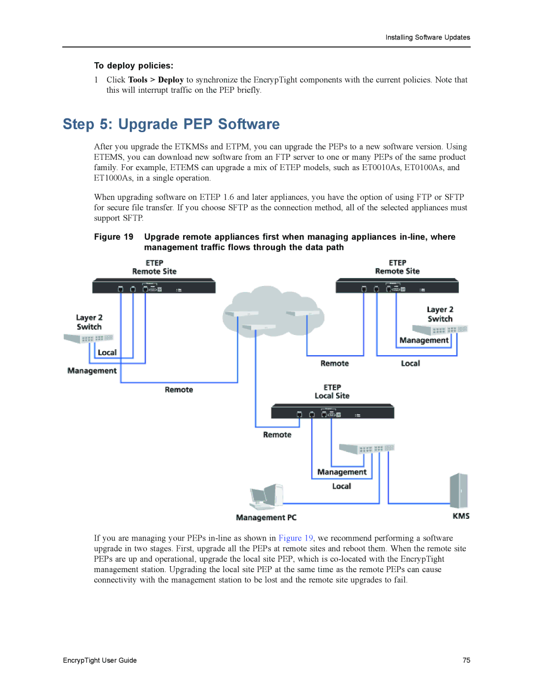 Black Box EncrypTight, ET1000A, ET0010A, ET0100A manual Upgrade PEP Software, To deploy policies 