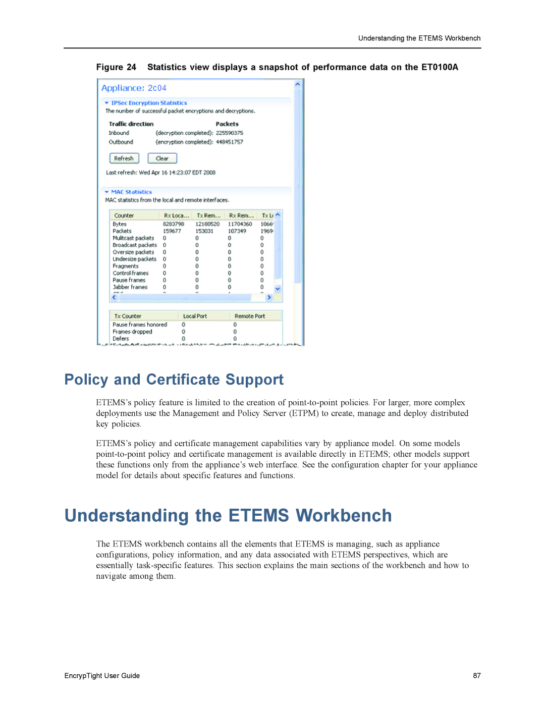 Black Box EncrypTight, ET1000A, ET0010A, ET0100A manual Understanding the Etems Workbench, Policy and Certificate Support 