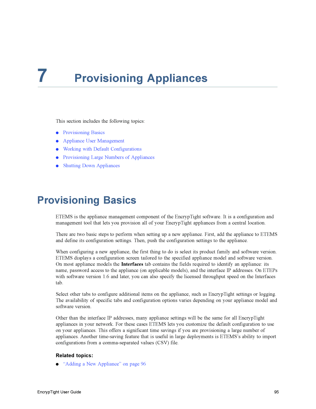 Black Box EncrypTight, ET1000A, ET0010A, ET0100A manual Provisioning Appliances, Provisioning Basics 