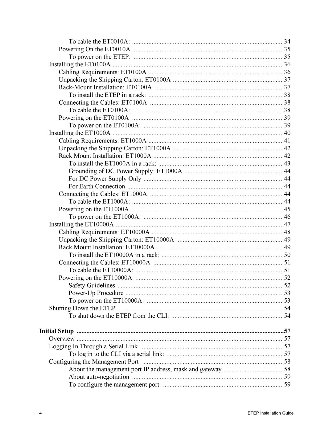 Black Box EncrypTight Enforcement Point (ETEP), ET1000A, ET0010A, ET0100A, ET10000A manual Initial Setup 