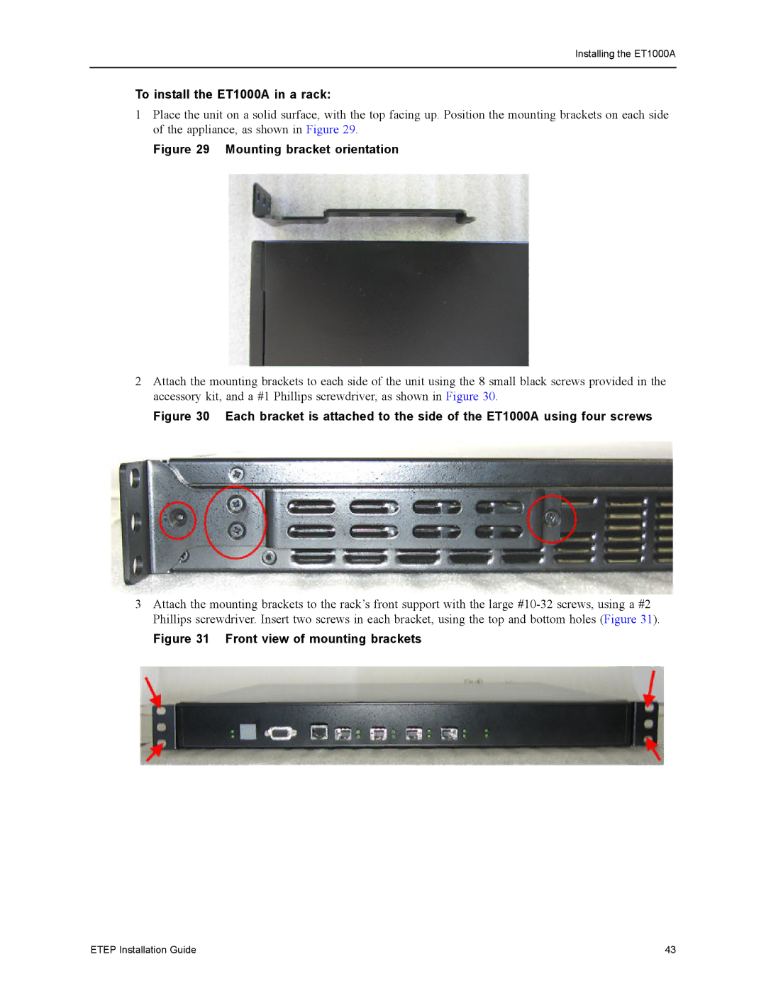 Black Box ET10000A, ET0010A, ET0100A manual To install the ET1000A in a rack, Mounting bracket orientation 