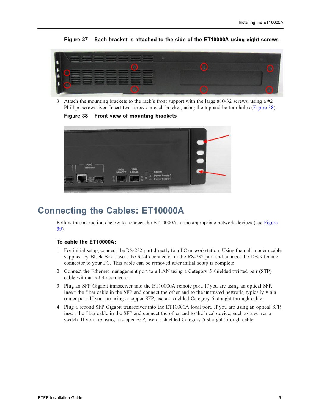 Black Box ET0010A, ET1000A, ET0100A manual Connecting the Cables ET10000A, To cable the ET10000A 