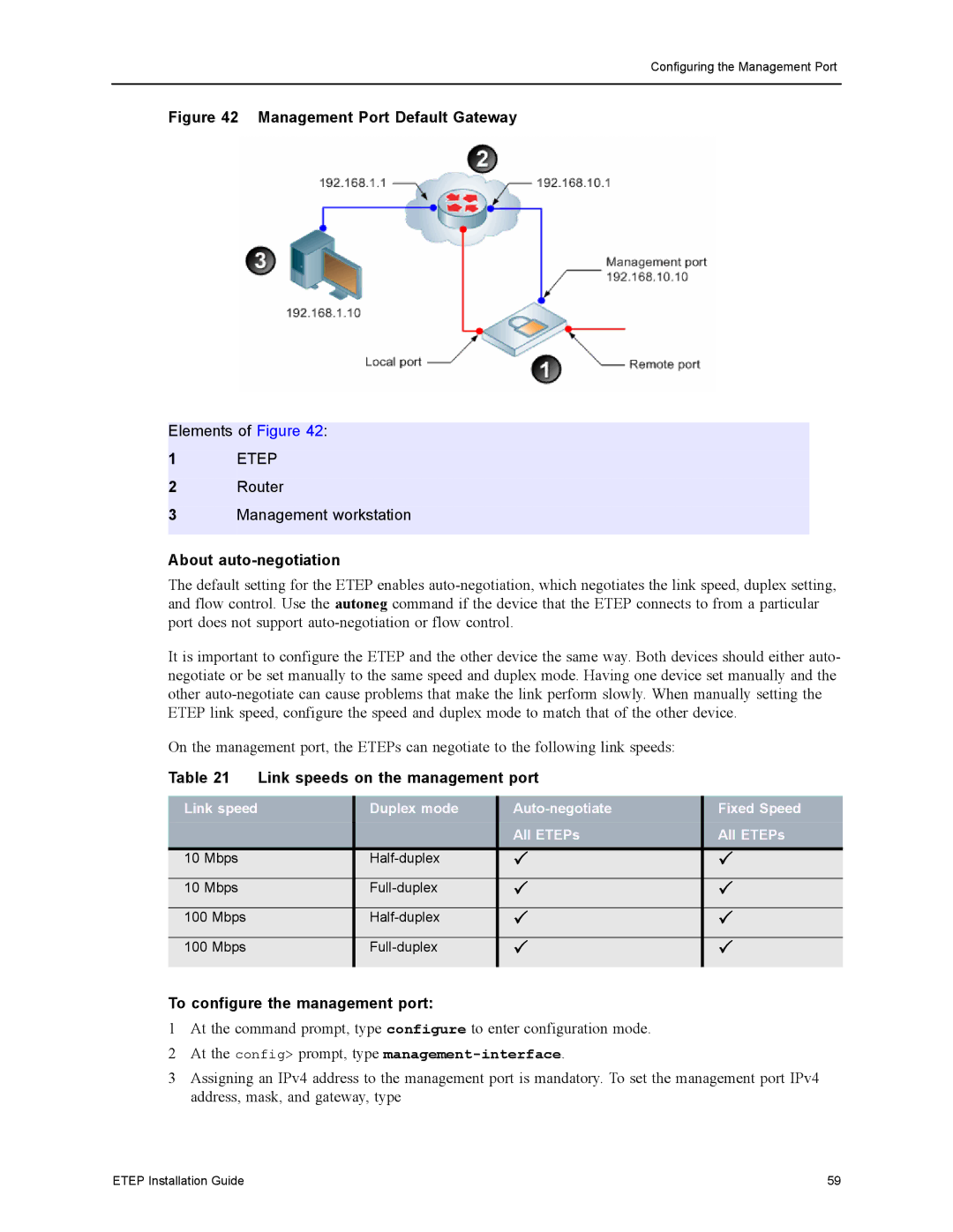 Black Box EncrypTight Enforcement Point (ETEP), ET1000A, ET0010A About auto-negotiation, Link speeds on the management port 