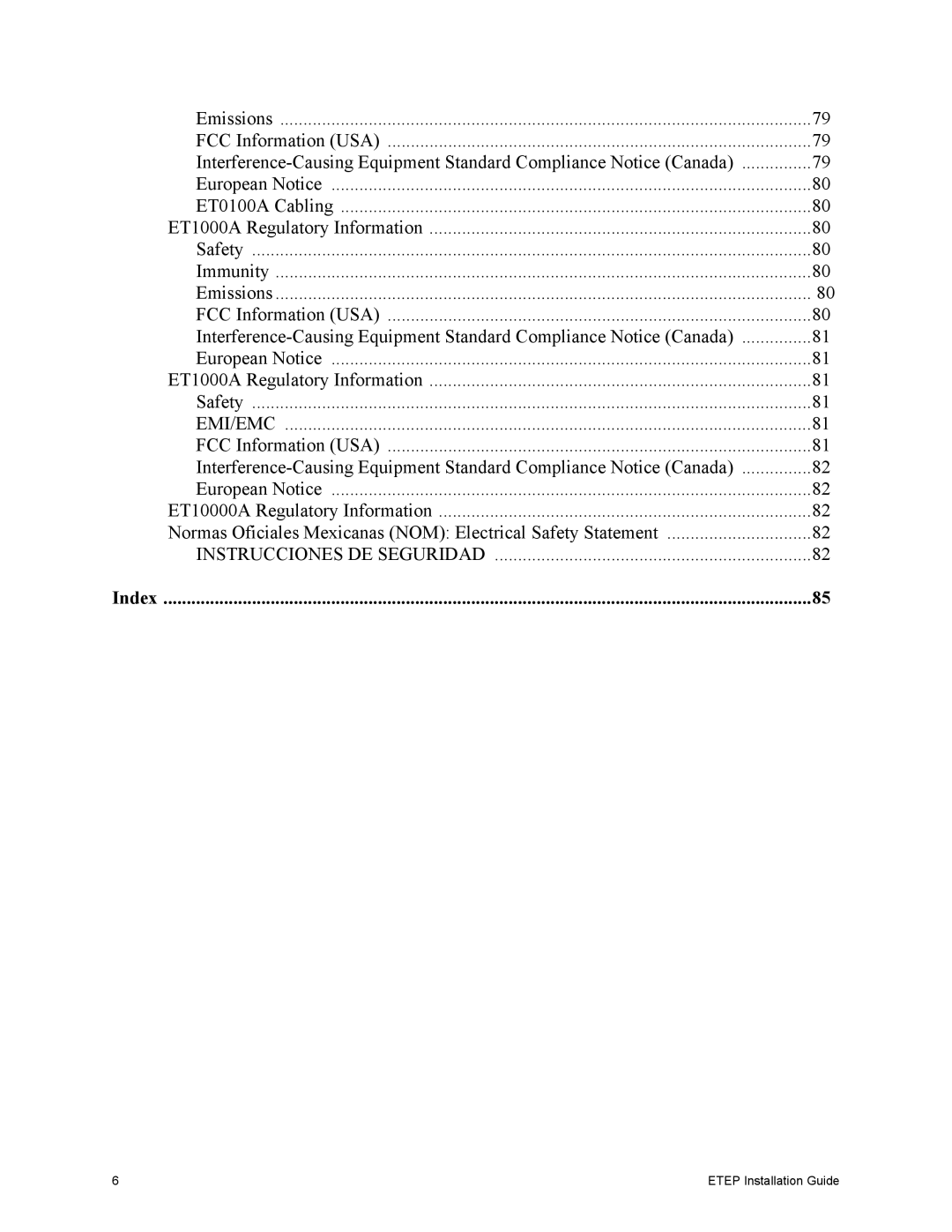 Black Box ET0010A, ET1000A, ET0100A, ET10000A, EncrypTight Enforcement Point (ETEP) manual Index 