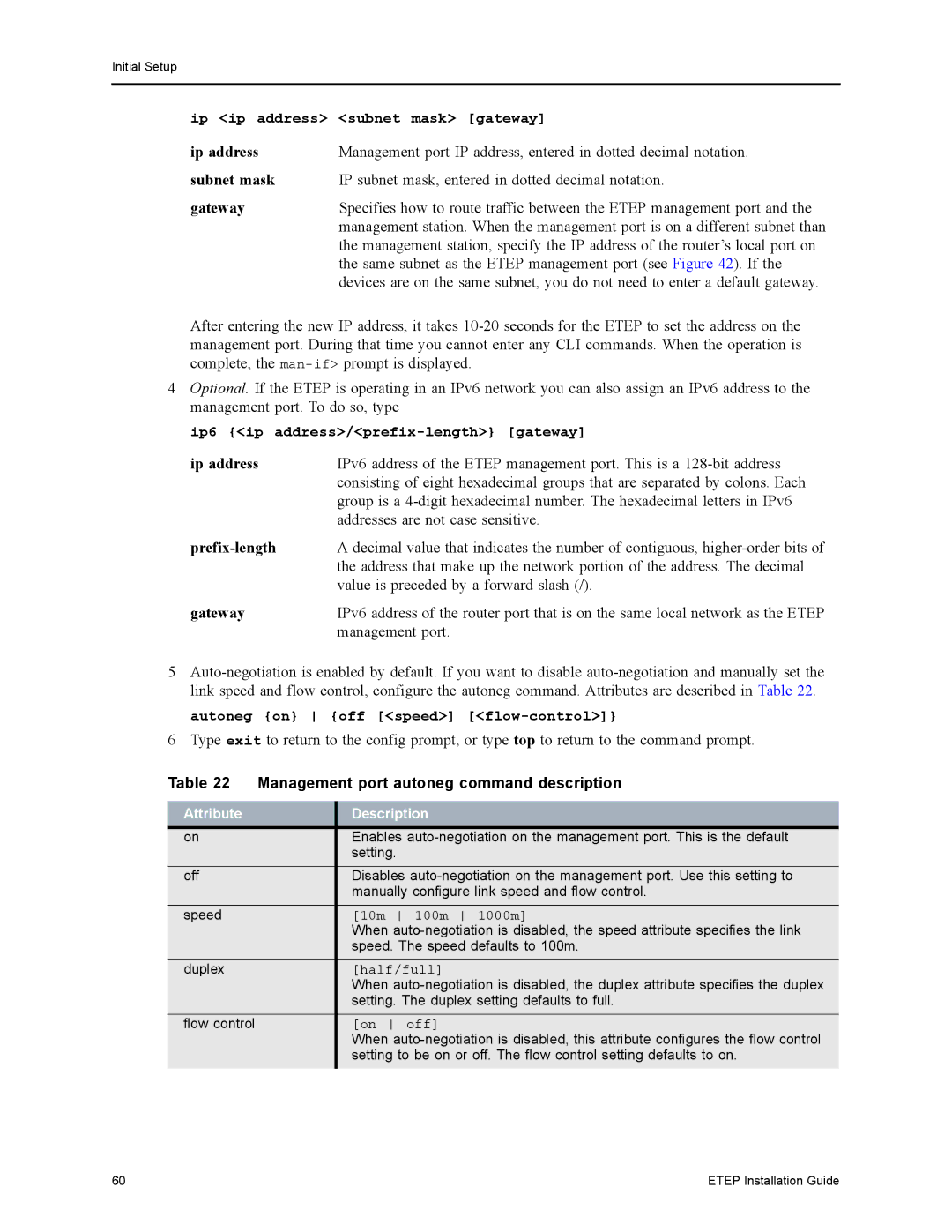 Black Box ET1000A, ET0010A, ET0100A, ET10000A manual Management port autoneg command description, Attribute Description 