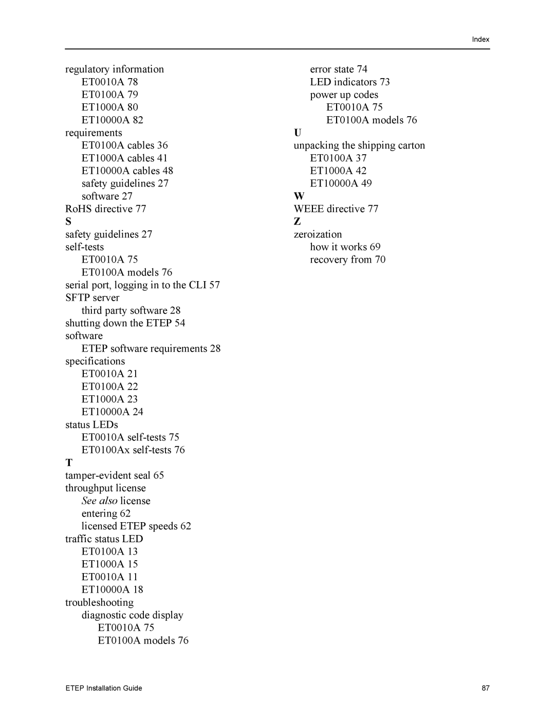 Black Box ET0100A, ET1000A, ET0010A, ET10000A, EncrypTight Enforcement Point (ETEP) manual See also license 