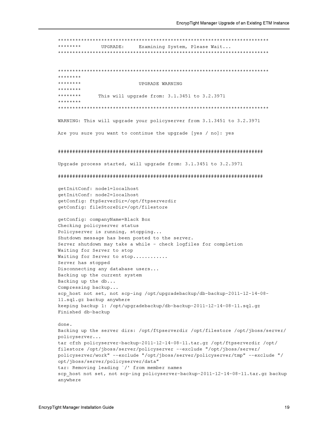 Black Box The EncrypTight, ET1000A, ET0010A, ET0100A, ET10000A manual Upgrade Warning 