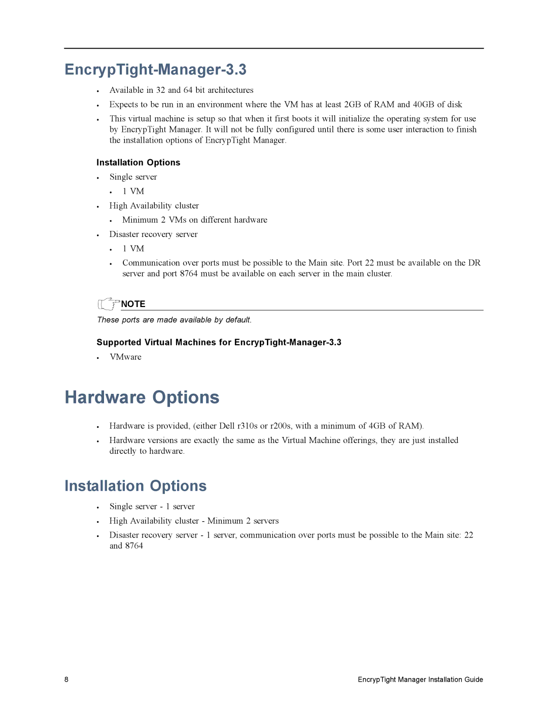 Black Box ET10000A, ET1000A, ET0010A, ET0100A manual Hardware Options, EncrypTight-Manager-3.3, Installation Options 