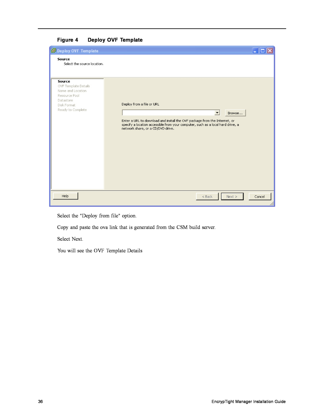 Black Box ET0010A, ET1000A Deploy OVF Template, Select the Deploy from file option, EncrypTight Manager Installation Guide 