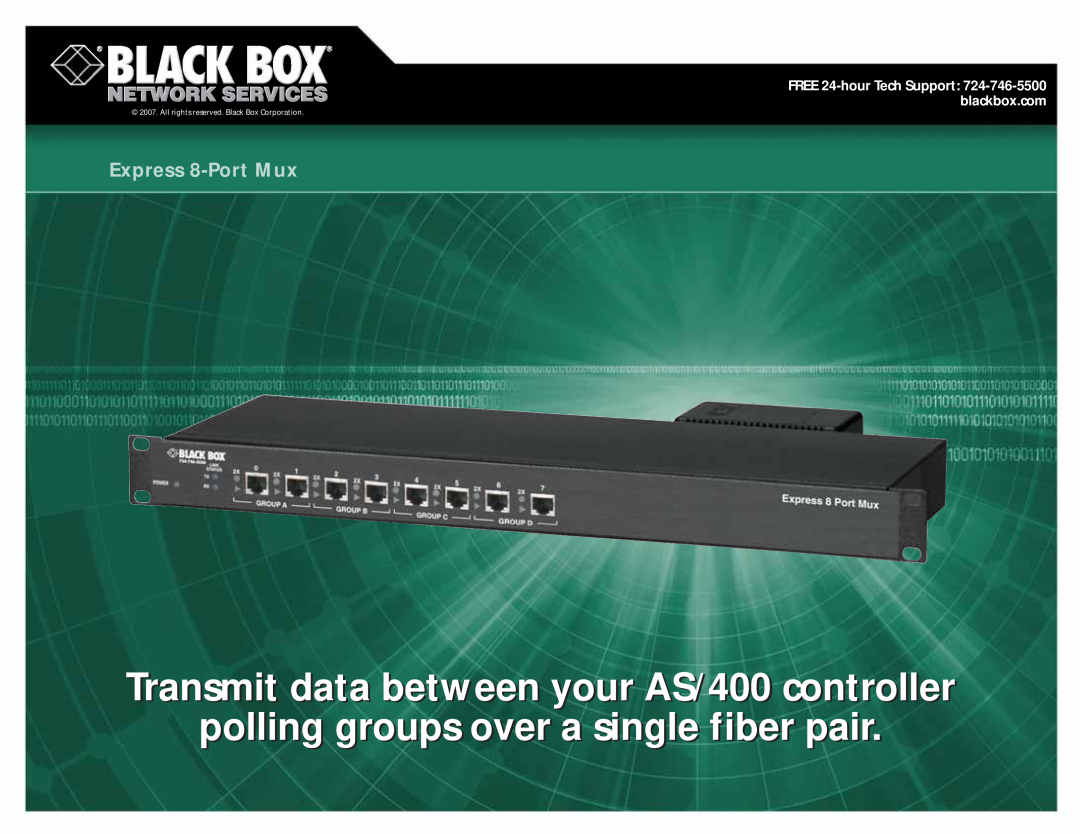Black Box Express 8-Port Mux manual polling groups over a single fiber pairir, Express 8-PortMux 
